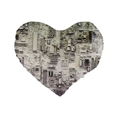 White Technology Circuit Board Electronic Computer Standard 16  Premium Heart Shape Cushions