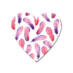 Watercolor Pattern With Feathers Heart Magnet by BangZart