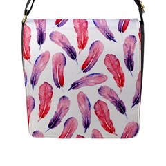 Watercolor Pattern With Feathers Flap Messenger Bag (l) 