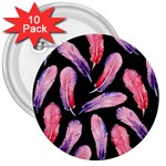 Watercolor Pattern With Feathers 3  Buttons (10 pack)  Front