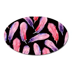 Watercolor Pattern With Feathers Oval Magnet