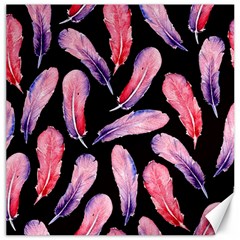 Watercolor Pattern With Feathers Canvas 12  X 12  