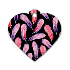 Watercolor Pattern With Feathers Dog Tag Heart (one Side) by BangZart