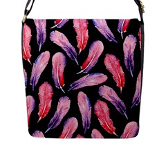 Watercolor Pattern With Feathers Flap Messenger Bag (l) 