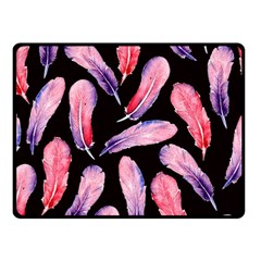 Watercolor Pattern With Feathers Double Sided Fleece Blanket (small) 