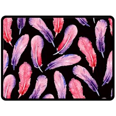 Watercolor Pattern With Feathers Double Sided Fleece Blanket (large) 