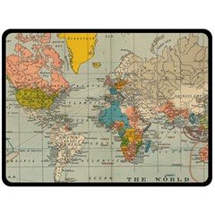 Vintage World Map Double Sided Fleece Blanket (large) 