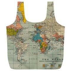 Vintage World Map Full Print Recycle Bags (l) 
