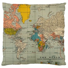 Vintage World Map Standard Flano Cushion Case (two Sides)