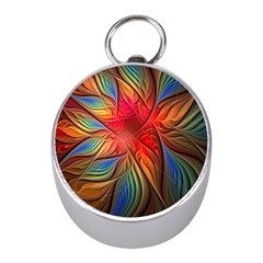 Vintage Colors Flower Petals Spiral Abstract Mini Silver Compasses