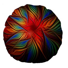 Vintage Colors Flower Petals Spiral Abstract Large 18  Premium Flano Round Cushions