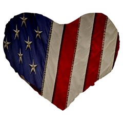 Usa Flag Large 19  Premium Flano Heart Shape Cushions