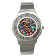 Vector Art Pattern Stainless Steel Watch