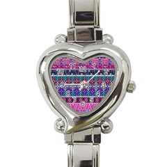 Tribal Seamless Aztec Pattern Heart Italian Charm Watch by BangZart