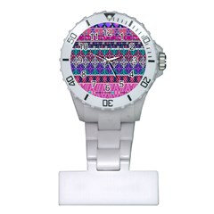 Tribal Seamless Aztec Pattern Plastic Nurses Watch by BangZart