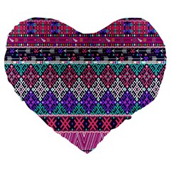 Tribal Seamless Aztec Pattern Large 19  Premium Flano Heart Shape Cushions by BangZart