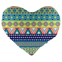 Tribal Print Large 19  Premium Heart Shape Cushions by BangZart