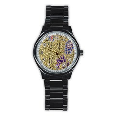 Traditional Art Batik Pattern Stainless Steel Round Watch