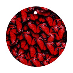 The Red Butterflies Sticking Together In The Nature Ornament (round) by BangZart