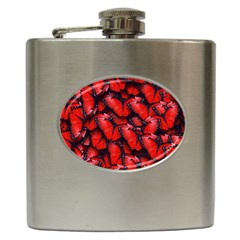 The Red Butterflies Sticking Together In The Nature Hip Flask (6 Oz) by BangZart