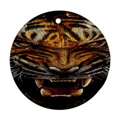 Tiger Face Round Ornament (two Sides) by BangZart