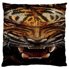 Tiger Face Large Cushion Case (one Side) by BangZart