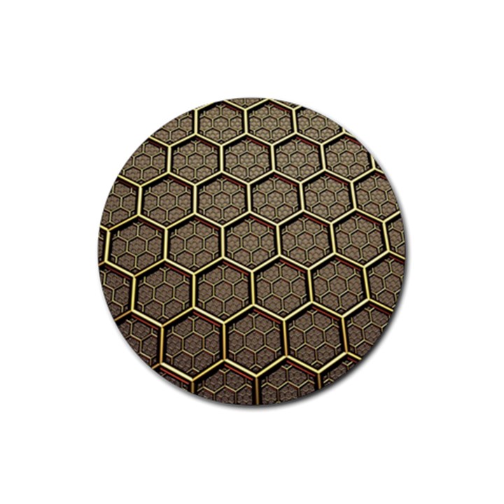 Texture Hexagon Pattern Rubber Round Coaster (4 pack) 