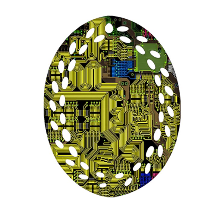 Technology Circuit Board Oval Filigree Ornament (Two Sides)