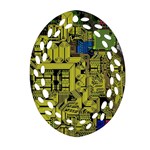 Technology Circuit Board Oval Filigree Ornament (Two Sides) Back