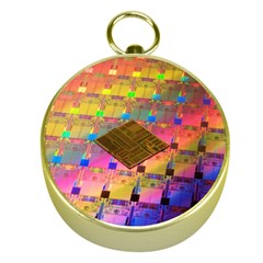 Technology Circuit Pentium Die Gold Compasses by BangZart