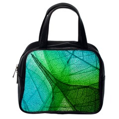 Sunlight Filtering Through Transparent Leaves Green Blue Classic Handbags (one Side) by BangZart