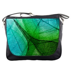 Sunlight Filtering Through Transparent Leaves Green Blue Messenger Bags by BangZart