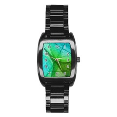 Sunlight Filtering Through Transparent Leaves Green Blue Stainless Steel Barrel Watch by BangZart