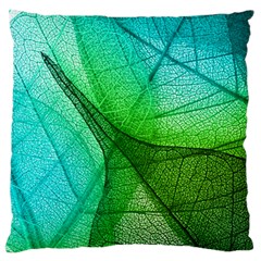 Sunlight Filtering Through Transparent Leaves Green Blue Large Flano Cushion Case (two Sides)