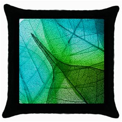 Sunlight Filtering Through Transparent Leaves Green Blue Throw Pillow Case (black)