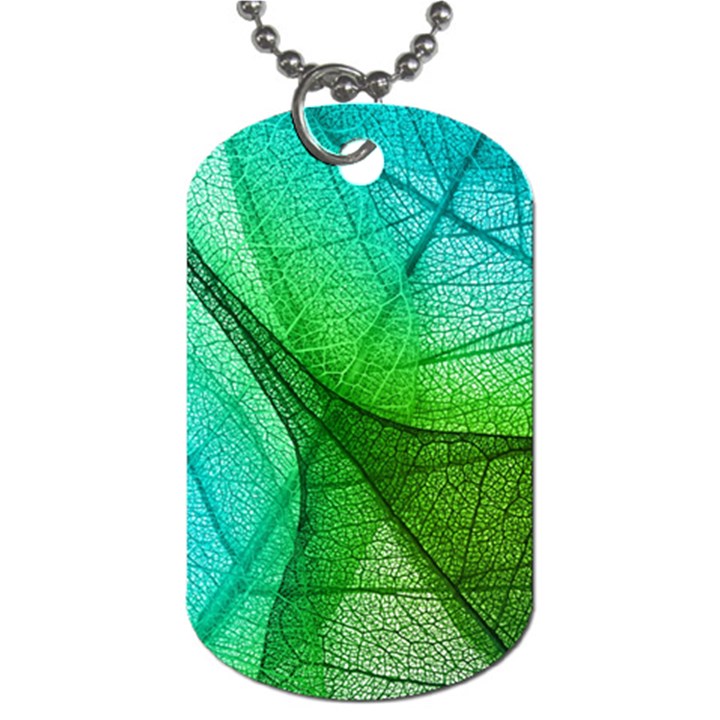 Sunlight Filtering Through Transparent Leaves Green Blue Dog Tag (Two Sides)