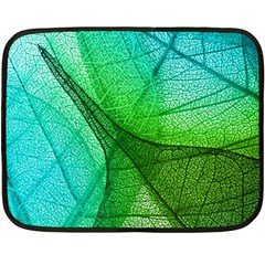 Sunlight Filtering Through Transparent Leaves Green Blue Double Sided Fleece Blanket (mini)  by BangZart