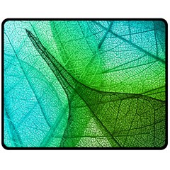 Sunlight Filtering Through Transparent Leaves Green Blue Double Sided Fleece Blanket (medium) 