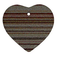Stripy Knitted Wool Fabric Texture Heart Ornament (two Sides) by BangZart