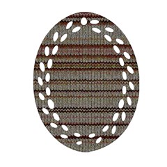 Stripy Knitted Wool Fabric Texture Oval Filigree Ornament (two Sides) by BangZart