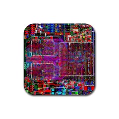 Technology Circuit Board Layout Pattern Rubber Coaster (square)  by BangZart