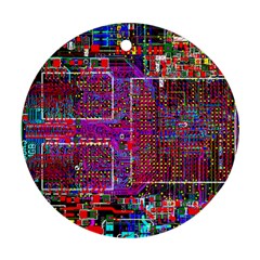 Technology Circuit Board Layout Pattern Round Ornament (two Sides)