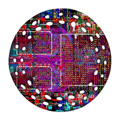 Technology Circuit Board Layout Pattern Round Filigree Ornament (two Sides) by BangZart