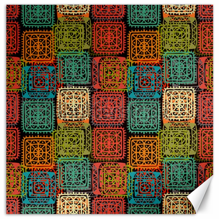 Stract Decorative Ethnic Seamless Pattern Aztec Ornament Tribal Art Lace Folk Geometric Background C Canvas 16  x 16  