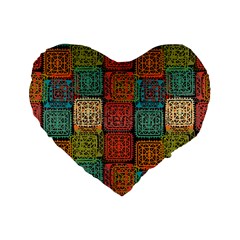 Stract Decorative Ethnic Seamless Pattern Aztec Ornament Tribal Art Lace Folk Geometric Background C Standard 16  Premium Flano Heart Shape Cushions