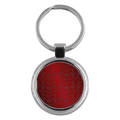 Red Dark Vintage Pattern Key Chains (round) 