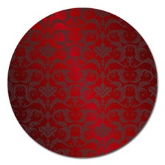 Red Dark Vintage Pattern Magnet 5  (round) by BangZart