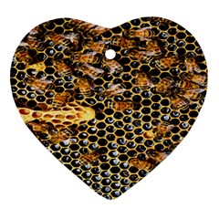 Queen Cup Honeycomb Honey Bee Ornament (heart) by BangZart