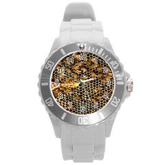 Queen Cup Honeycomb Honey Bee Round Plastic Sport Watch (l)