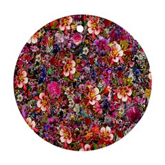 Psychedelic Flower Round Ornament (two Sides) by BangZart